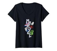 Donna Marvel Super Heroes Graffiti Tag Paint Splatter Tower Logo Maglietta con Collo a V