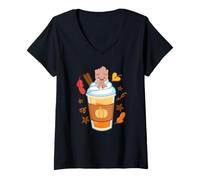 Donna Marvel Super Heroes Groot Pumpkin Spice Drink Cozy Fall Maglietta con Collo a V