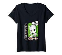 Donna Marvel Super Heroes Groot SD Heroes Chibi Japan Kawaii Manga Maglietta con Collo a V