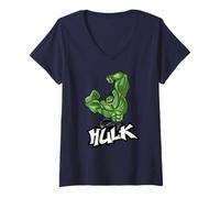 Donna Marvel Super Heroes Hulk Avengers Graffiti Tag Style Maglietta con Collo a V
