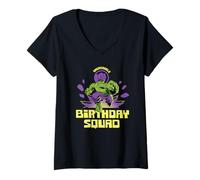 Donna Marvel Super Heroes Hulk Incredible Birthday Squad Party Maglietta con Collo a V