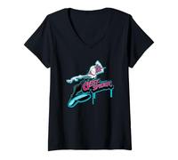 Donna Marvel Super Heroes Spider-Gwen Earth-65 Graffiti Tag Style Maglietta con Collo a V