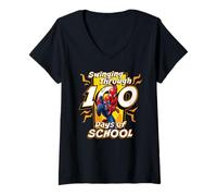 Donna Marvel Super Heroes Spider-Man 100 Days of School 100th Day Maglietta con Collo a V