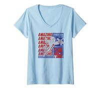 Donna Marvel Super Heroes Spider-Man Americana Amazing Since 1962 Maglietta con Collo a V