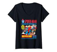 Donna Marvel Super Heroes Spider-Man Comics Weekly Retro Vintage Maglietta con Collo a V