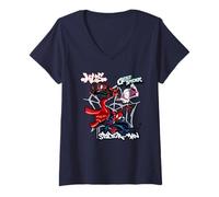Donna Marvel Super Heroes Spider-Man & Friends Graffiti Tag Style Maglietta con Collo a V