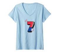 Donna Marvel Super Heroes Spider-Man Numbers Seventh 7th Birthday Maglietta con Collo a V