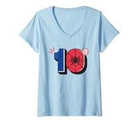 Donna Marvel Super Heroes Spider-Man Numbers Tenth 10th Birthday Maglietta con Collo a V