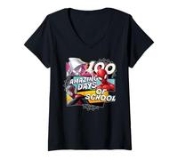 Donna Marvel Super Heroes Team Spidey 100 Days of School 100th Day Maglietta con Collo a V