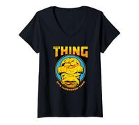 Donna Marvel Super Heroes The Thing It's Clobberin' Time Quote Maglietta con Collo a V