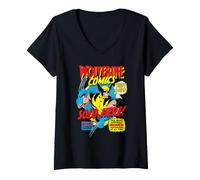 Donna Marvel Super Heroes Wolverine Comics Sold Here Retro Vintage Maglietta con Collo a V