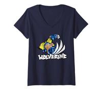 Donna Marvel Super Heroes Wolverine X-Men Graffiti Tag Style Maglietta con Collo a V