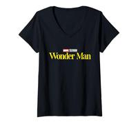 Donna Marvel Television Wonder Man Official Disney+ Series Logo Maglietta con Collo a V