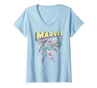 Donna Marvel The Avengers Retro And Classic Group Portrait Vintage Maglietta con Collo a V