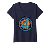 Donna Marvel The Fantastic Four: First Steps Retro Krackle 4 Icon Maglietta con Collo a V