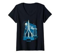 Donna Marvel The Fantastic Four: First Steps Spaceship Logo Maglietta con Collo a V