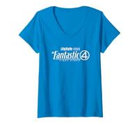 Donna Marvel The Fantastic Four First Steps White Logo Maglietta con Collo a V
