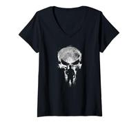 Donna Marvel The Punisher: One Last Kill Skull And Silhouette Maglietta con Collo a V