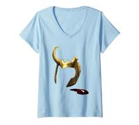 Donna Marvel Universe Loki Agent of Asgard Helmet Maglietta con Collo a V, Celeste, L