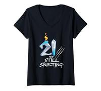 Donna Marvel Wolverine 21 And Still Snikting 21st Birthday Party Maglietta con Collo a V