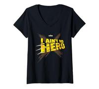 Donna Marvel Wolverine Game I Ain't No Hero X-Logo & Claw Slash Maglietta con Collo a V