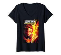 Donna Marvel X-Men Jean Grey Phoenix Force Portrait Comic Cover Maglietta con Collo a V