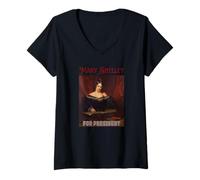 Donna Mary Shelley Gotico scrittore Frankenstein femminismo Umorismo Maglietta con Collo a V