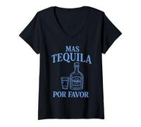 Donna Mas Tequila Por Favor Divertente Festa Bere Maglietta con Collo a V