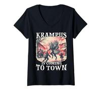 Donna Maschera Krampus | Kramperl T | Bartl Perchten Corsa | Maglietta con Collo a V
