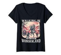 Donna Maschera Krampus | Kramperl T | Bartl Perchten Corsa | Maglietta con Collo a V