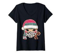 Donna Maschera Natalizia da Ninja, Leopardo, Babbo Natale Maglietta con Collo a V