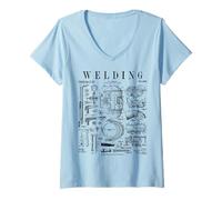 Donna Maschera per Saldatore con Torcia e Strumenti Vintage con Stampa brevettata Maglietta con Collo a V