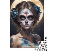 Donna Maschera Teschio Tradizionale Puzzle 1000 Pezzi Carta per Adulti Stile Artistico Lunare Gioco di Puzzle 1000 Pezzi Relax Decorazione Regalo 52x38cm/1000pcs