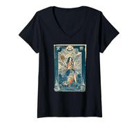 Donna Maschera Ukiyo-e Samurai Oni Maglietta con Collo a V