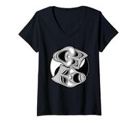 Donna Maschere teatrali commedie e tragedie Yin Yang Balance Design Maglietta con Collo a V