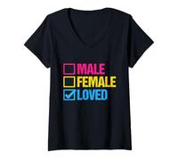 Donna maschio femmina amato LGBT Maglietta con Collo a V
