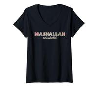 Donna Mashallah Tabarakallah Islamico ciò Che Dio ha voluto Maglietta con Collo a V