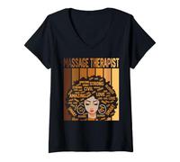 Donna Massaggiatore Donne afroamericane Mese della Storia Nera Maglietta con Collo a V