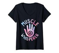Donna Massaggiatrice Muscle Whisperer Healing Hands da Donna Maglietta con Collo a V