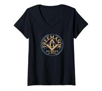 Donna Massonico_symbol con "freemason_by_choice, non per nascita" Maglietta con Collo a V