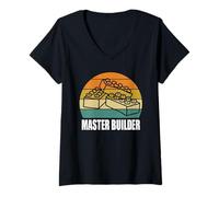 Donna Master Builder - Fan of Playing with Building Blocks Maglietta con Collo a V