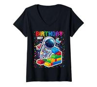 Donna Master Builder Space Astronaut 8th Birthday Mattoncini Blocchi Maglietta con Collo a V