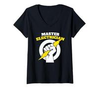 Donna Master Elettricista Maglietta con Collo a V