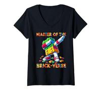Donna Master of The Brick-Verse Funny Brick Master Builder Dabbing Maglietta con Collo a V
