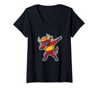 Donna Matador Dabbing Toro Spagnolo Corrida Maglietta con Collo a V