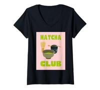 Donna Matcha Club | Amante del tè Verde Matcha | Cozy Cafe Vibes Maglietta con Collo a V