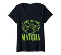 Donna Matcha Green Tea Lover Ghiacciano Matcha Latte Maglietta con Collo a V
