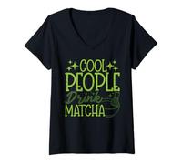 Donna Matcha Green Tea Lover Ghiacciano Matcha Latte Maglietta con Collo a V