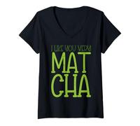 Donna Matcha Green Tea Lover Ghiacciano Matcha Latte Maglietta con Collo a V