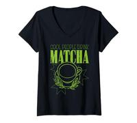 Donna Matcha Green Tea Lover Ghiacciano Matcha Latte Maglietta con Collo a V